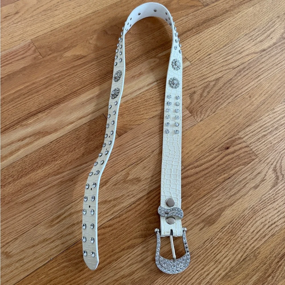 Off white studded western belt